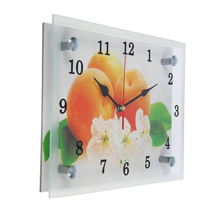 Часы-картина настенные, серия: Кухня, "Абрикосы с цветами", 20х25 см - фото 2 - id-p217804385