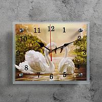 Часы-картина настенные, серия: Животный мир, "Лебеди", 20 х 25 см