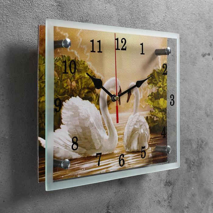Часы-картина настенные, серия: Животный мир, "Лебеди", 20 х 25 см - фото 2 - id-p217804387