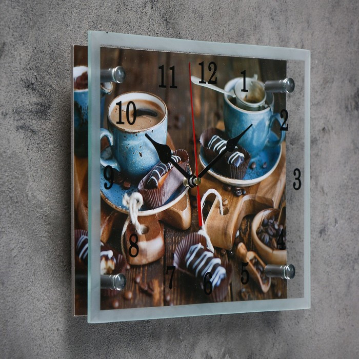 Часы-картина настенные, серия: Кухня, "Кофе и конфеты", 20х25 см - фото 2 - id-p217804388