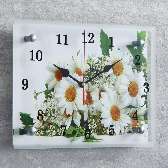 Часы-картина настенные, серия: Цветы, "Ромашки", 20х25 см - фото 2 - id-p217804392