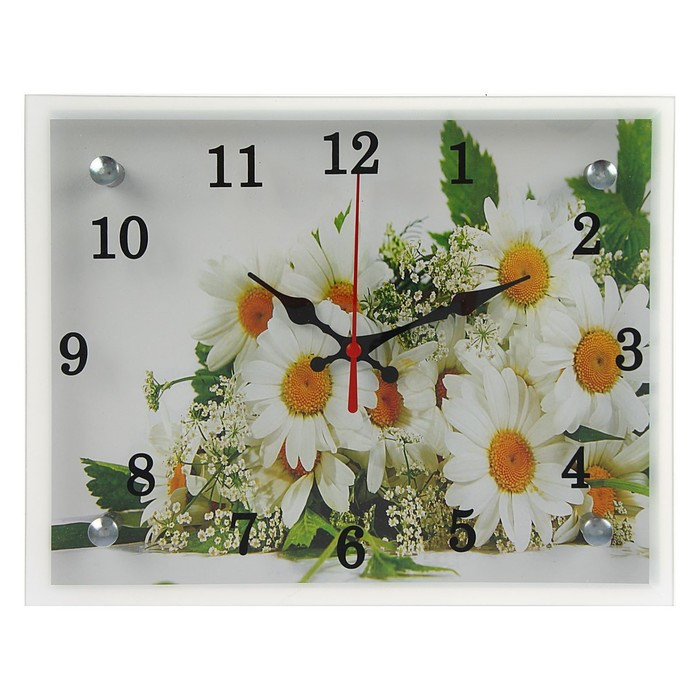 Часы-картина настенные, серия: Цветы, "Ромашки", 20х25 см - фото 5 - id-p217804392