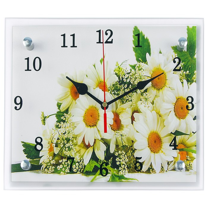 Часы-картина настенные, серия: Цветы, "Ромашки", 20х25 см - фото 9 - id-p217804392