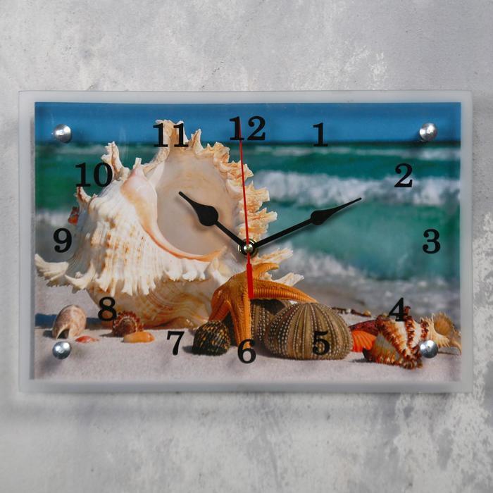 Часы-картина настенные, серия: Море, "Ракушки", 30х20 см - фото 1 - id-p217804394
