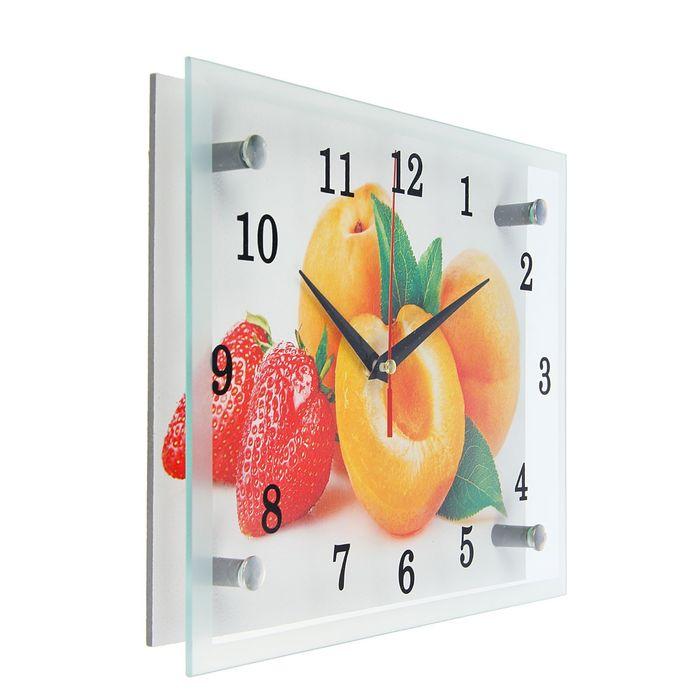 Часы-картина настенные, серия: Кухня, "Абрикосы и клубника", 20х25 см - фото 2 - id-p217804396