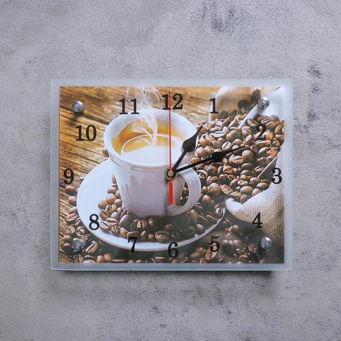 Часы-картина настенные, серия: Кухня, "Чашка кофе", 20х25 см - фото 1 - id-p217804399