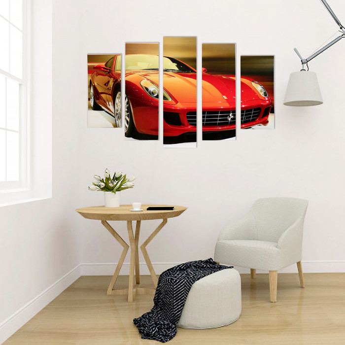 Модульная картина "Красная машина" (2-23х52; 2-24х70; 1-24х80) 120х80см - фото 4 - id-p217805646