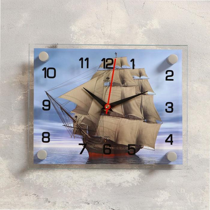 Часы-картина настенные, серия: Море, "Корабль", плавный ход, 20 х 26 см - фото 1 - id-p217804419