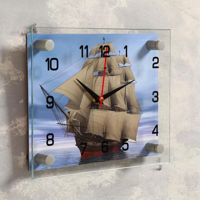 Часы-картина настенные, серия: Море, "Корабль", плавный ход, 20 х 26 см - фото 2 - id-p217804419