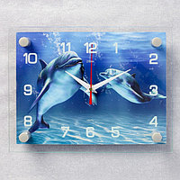 Часы-картина настенные, серия: Море, "Дельфины", плавный ход, 20 х 26 см