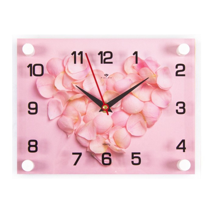 Часы настенные, серия: Цветы, "Сердце из лепестков роз", 20 х 26 см - фото 1 - id-p217804432