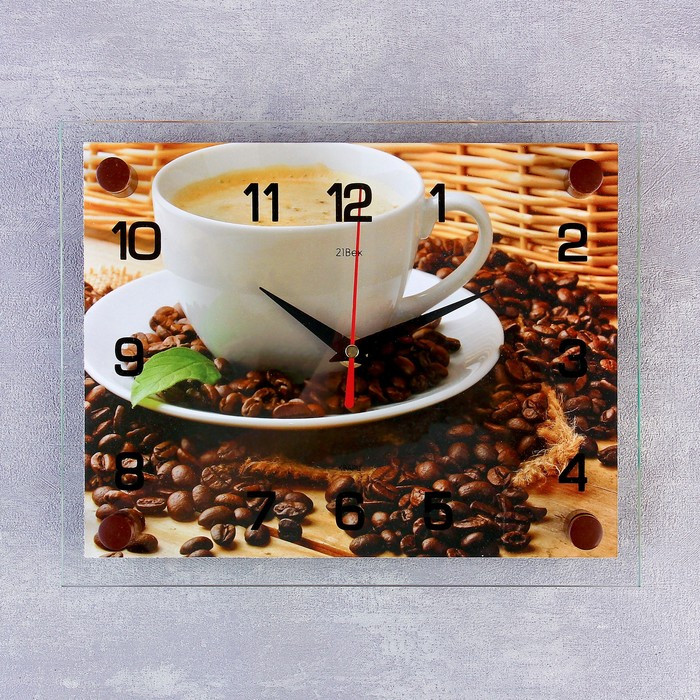 Часы-картина настенные, серия: Кухня, "Чашка кофе", 20х26 см - фото 1 - id-p217804435