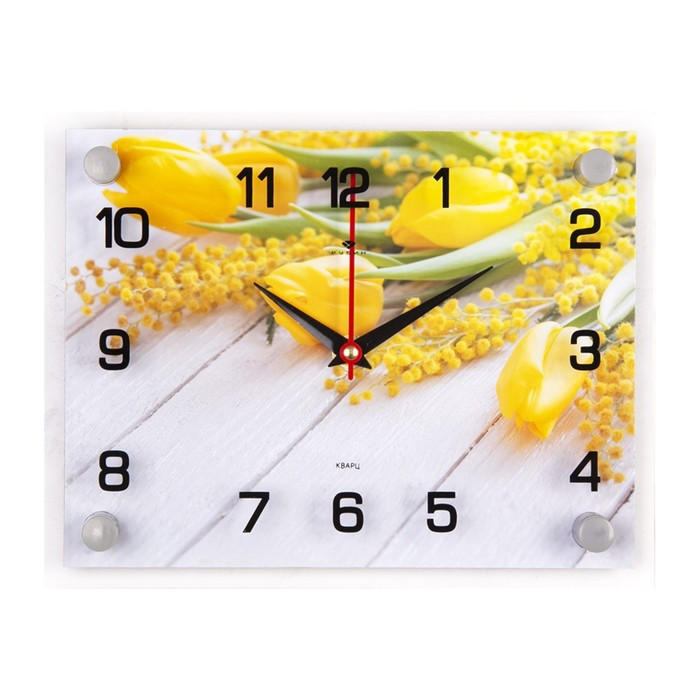 Часы настенные, серия: Цветы, "Тюльпаны на столе", 20 х 26 см - фото 1 - id-p217804442