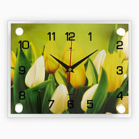 Часы-картина настенные, серия: Цветы, "Тюльпаны", плавный ход, 20 х 26 см