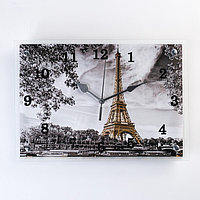Часы-картина настенные, серия: Город, "Эйфелева башня, 25х35 см