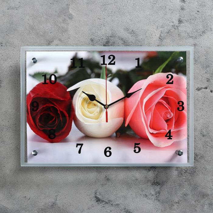 Часы настенные, серия: Цветы, "Три розы", 25х35 см - фото 1 - id-p217804461