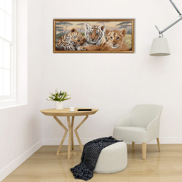 Гобеленовая картина "Дикие кошки-2" 39х93 см - фото 5 - id-p217805679