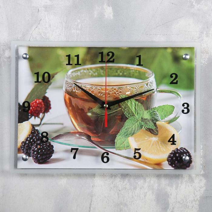 Часы-картина настенные, серия: Кухня, "Чай с лимоном и ежевикой", 25х35 см - фото 1 - id-p217804474