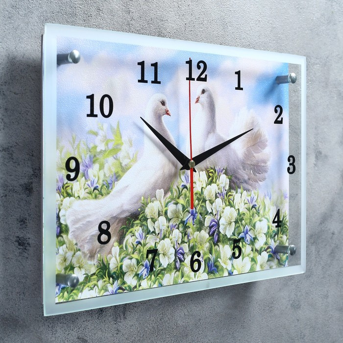 Часы-картина настенные, серия: Животный мир, "Пара голубей", 25 х 35 см - фото 2 - id-p217804480