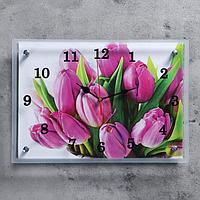 Часы-картина настенные, серия: Цветы, "Тюльпаны", 25х35 см