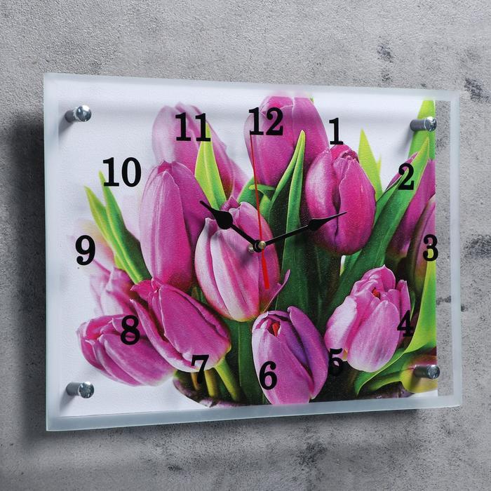 Часы-картина настенные, серия: Цветы, "Тюльпаны", 25х35 см - фото 2 - id-p217804497