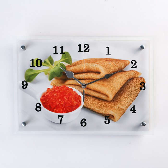 Часы-картина настенные, серия: Кухня, "Блины с красной икрой"25х35 см - фото 1 - id-p217804506