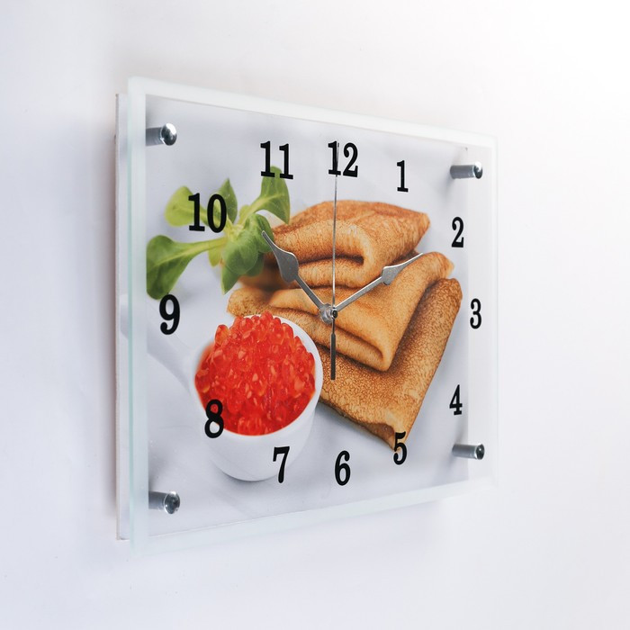 Часы-картина настенные, серия: Кухня, "Блины с красной икрой"25х35 см - фото 2 - id-p217804506
