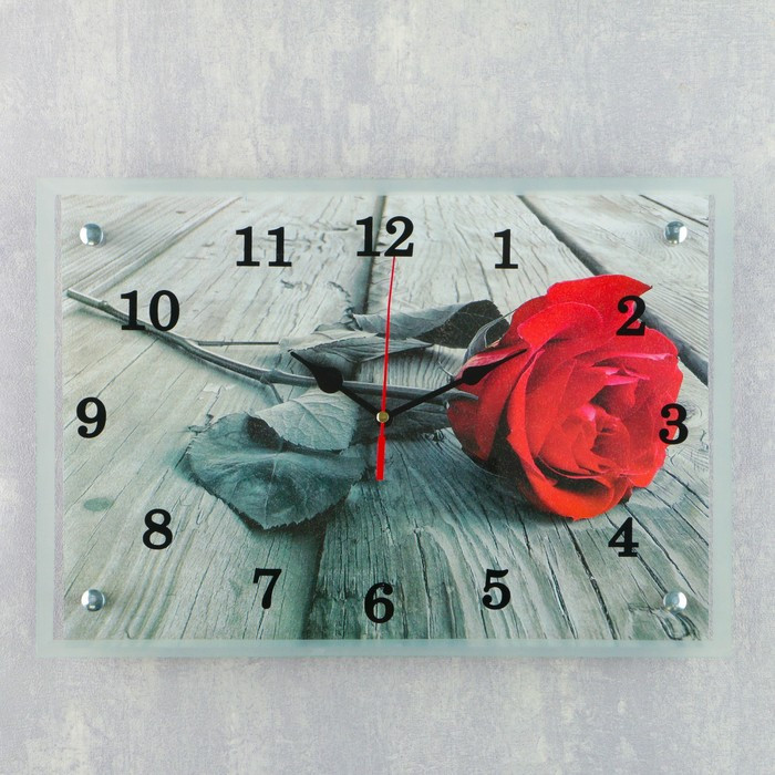 Часы настенные, серия: Цветы, "Красная роза", 25х35 см - фото 1 - id-p217804519