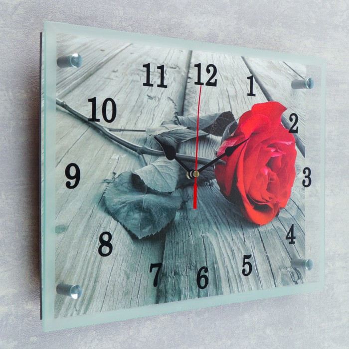 Часы настенные, серия: Цветы, "Красная роза", 25х35 см - фото 2 - id-p217804519