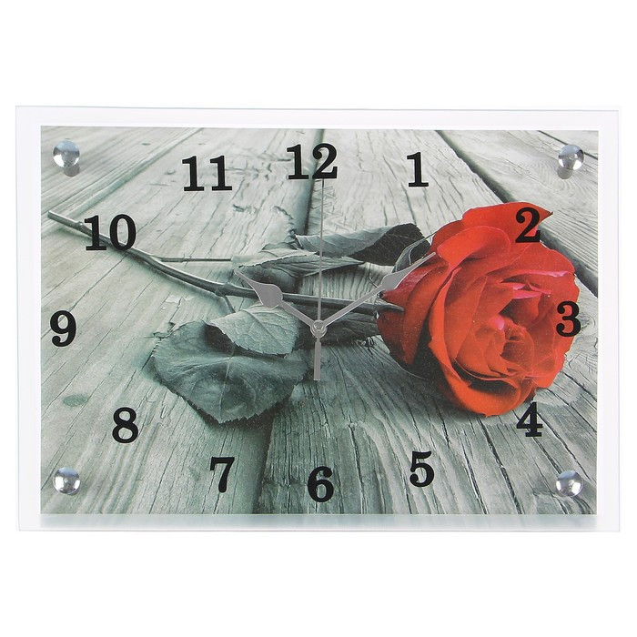 Часы настенные, серия: Цветы, "Красная роза", 25х35 см - фото 5 - id-p217804519