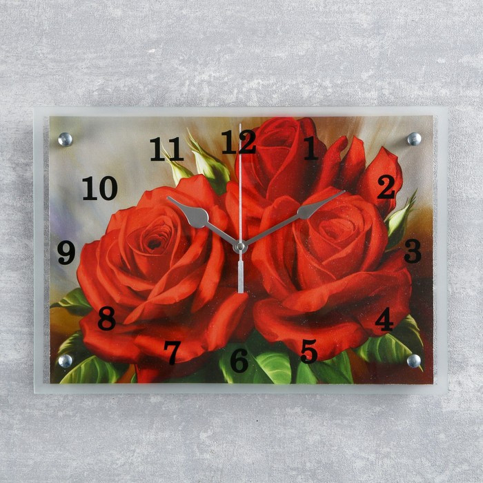 Часы-картина настенные, серия: Цветы, "Красные розы", 25х35 см - фото 3 - id-p217804529
