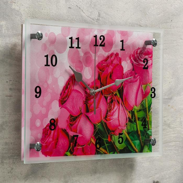 Часы-картина настенные, серия: Цветы, "Розовые розы", 25х35 см - фото 2 - id-p217804532