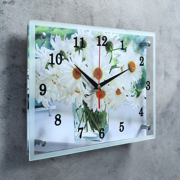 Часы настенные, серия: Цветы, "Ромашки в прозрачной вазе", 25х35 см - фото 2 - id-p217804546