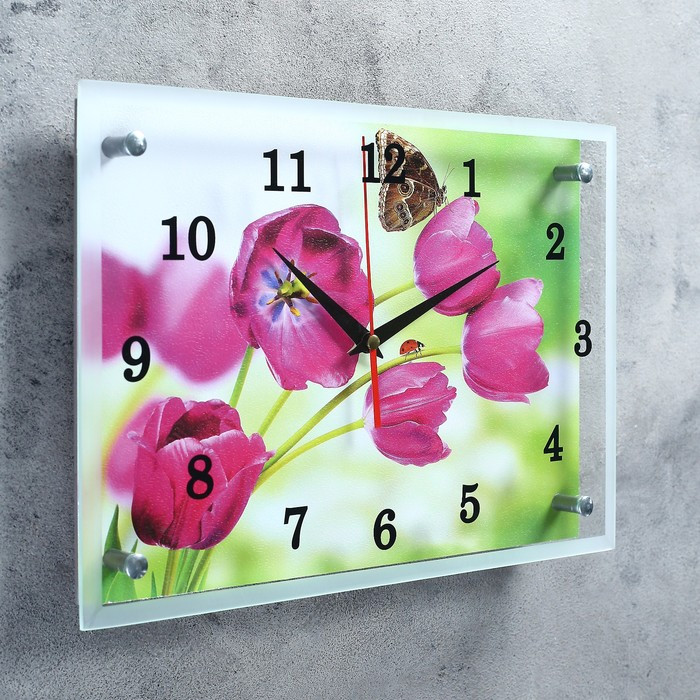 Часы-картина настенные, серия: Цветы, "Бабочка на цветке", 25х35 см - фото 2 - id-p217804558
