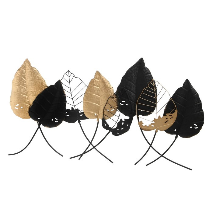 Декор настенный металл "Листья" чёрный с золотом 120х67 см - фото 2 - id-p217805752