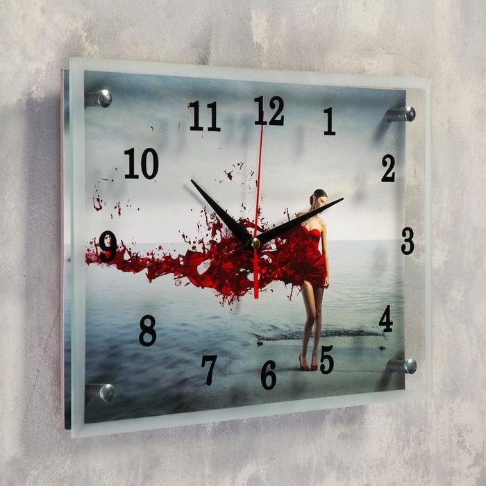 Часы-картина настенные, серия: Люди, "Девушка в красном" 25х35 см - фото 2 - id-p217804565