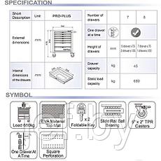 Тележка для инструмента 7 секций серия PRO-PLUS  (серая) TOPTUL TCAL0703, фото 3