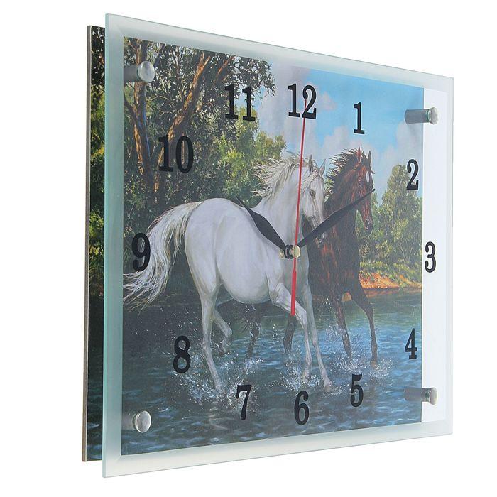 Часы-картина настенные, серия: Животный мир, "Кони", 25х35 см - фото 4 - id-p217804575