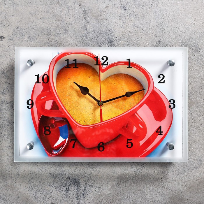 Часы-картина настенные, серия: Кухня, "Чашка кофе сердце", 20х30 см - фото 1 - id-p217804582