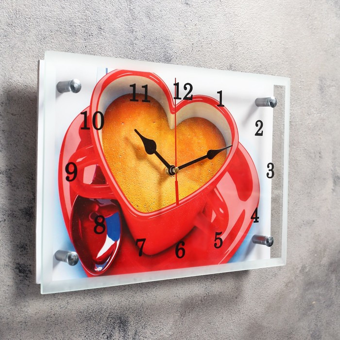 Часы-картина настенные, серия: Кухня, "Чашка кофе сердце", 20х30 см - фото 2 - id-p217804582