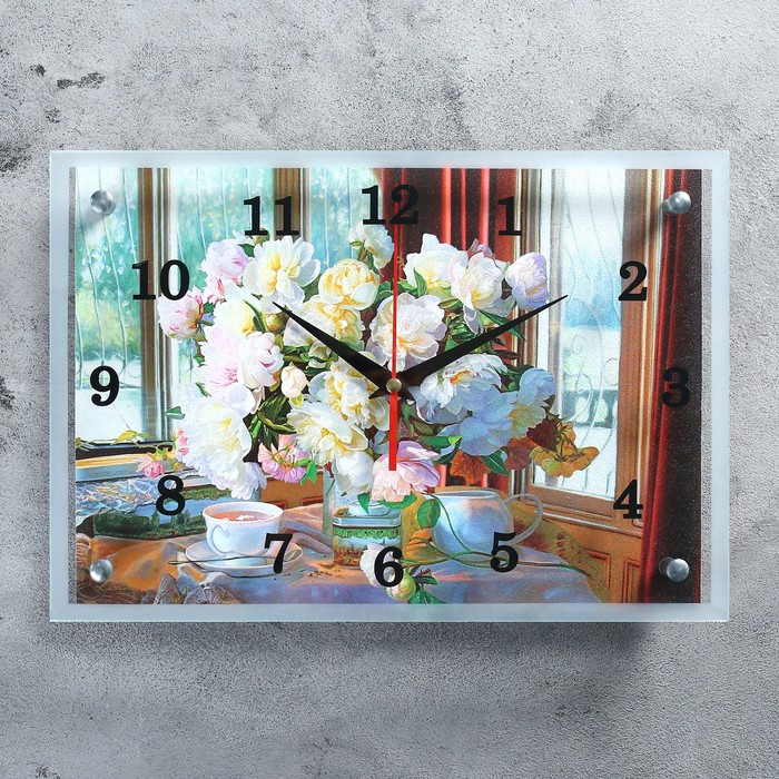 Часы-картина настенные, серия: Цветы, "Цветы в вазе", 25х35 см - фото 1 - id-p217804584