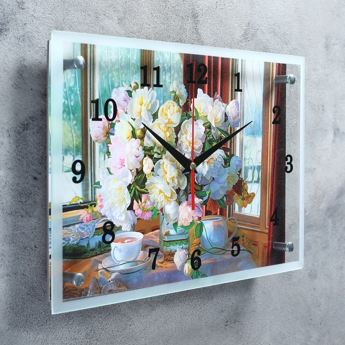 Часы-картина настенные, серия: Цветы, "Цветы в вазе", 25х35 см - фото 2 - id-p217804584