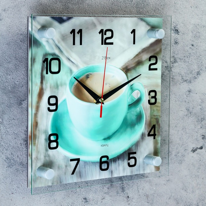 Часы-картина настенные, серия: Кухня, "Чашечка кофе", плавный ход, 25 х 25 см - фото 2 - id-p217804594
