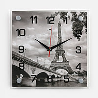 Часы-картина настенные, серия: Город, "Эйфелева башня", 25х25 см