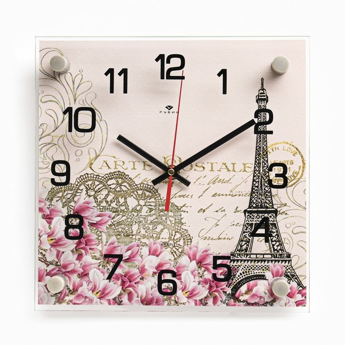Часы-картина настенные, серия: Интерьер, "Париж", плавный ход, 25 х 25 см - фото 1 - id-p217804608