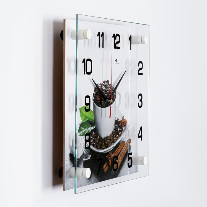 Часы-картина настенные, серия: Кухня, "Чашка с кофейными зернами", 25х25 см - фото 2 - id-p217804612