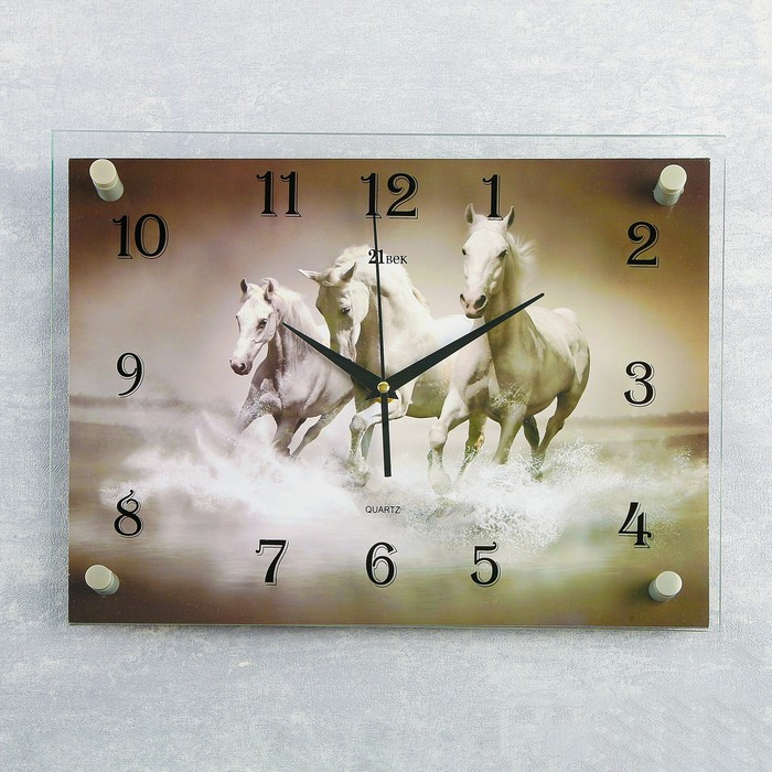 Часы-картина настенные, серия: Животный мир, "Кони", плавный ход, 30 х 40 см - фото 1 - id-p217804633