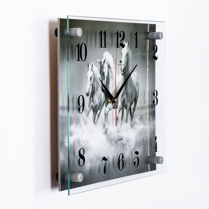 Часы-картина настенные, серия: Животный мир, "Кони", плавный ход, 30 х 40 см - фото 2 - id-p217804633