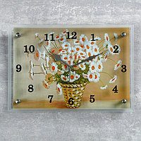 Часы настенные, серия: Цветы, "Корзина с ромашками", 25х35 см