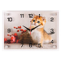Часы-картина настенные, серия: Интерьер, "Золотой котенок", плавный ход, 25 х 35 см